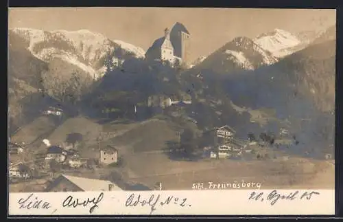 AK Schwaz in Tirol, Teilansicht mit dem Schloss Freundsberg