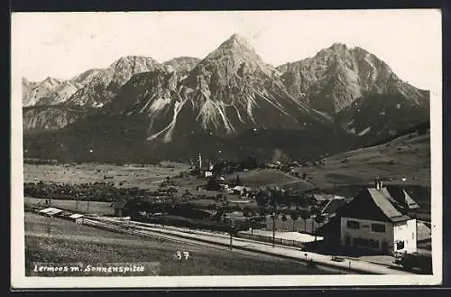 AK Lermoos, Bahnhof gegen die Sonnenspitze