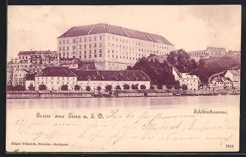 AK Linz a. d. D., Blick zur Schlosskaserne