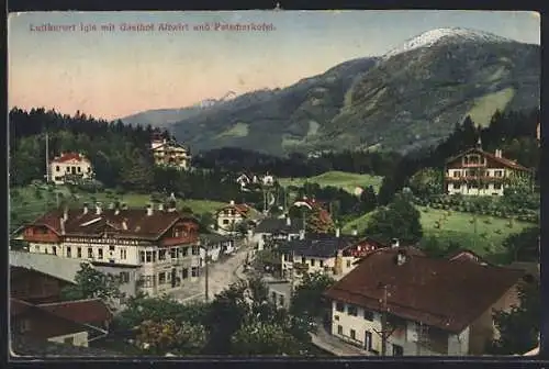 AK Igls, Gasthof Altwirt mit Blick zum Patscherkofel