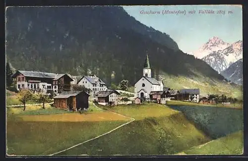 AK Gaschurn /Montafon, Panorama mit Kirche und Vallüla