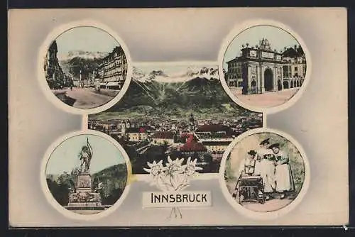 AK Innsbruck, Tor, Denkmal, Strassenpartie