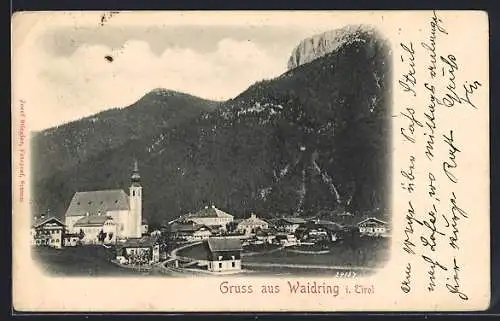 AK Waidring i. Tirol, Teilansicht mit Kirche