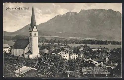 AK Niederndorf i. Tirol, Teilansicht mit Kirche