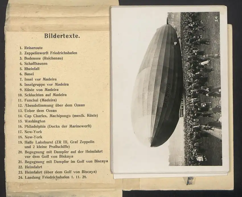 23 Fotografien Ansicht New York, Amerika-Fahrt LZ 127 Graf Zeppelin, Halle Lakehurst, Washington, Cap Charles, Basel 23