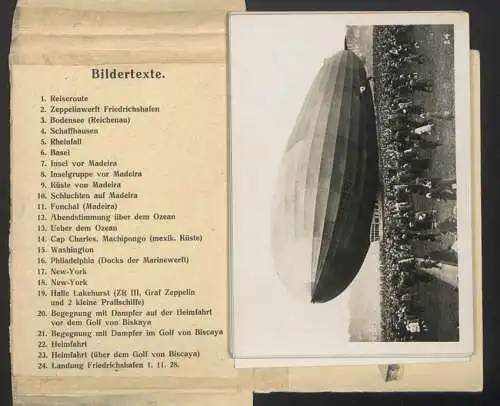 23 Fotografien Ansicht New York, Amerika-Fahrt LZ 127 Graf Zeppelin, Halle Lakehurst, Washington, Cap Charles, Basel