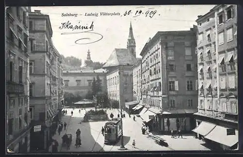 AK Salzburg, Strassenbahn am alten Markt