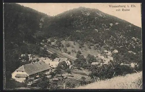 AK Wasserburg i. Els, Teilansicht mit Ruine