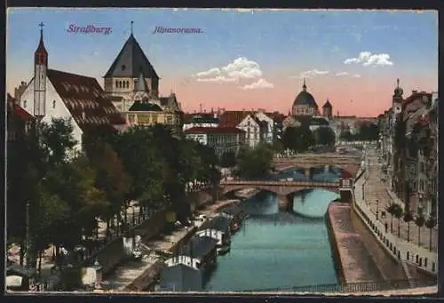 AK Strassburg, Illpanorama mit Synagoge