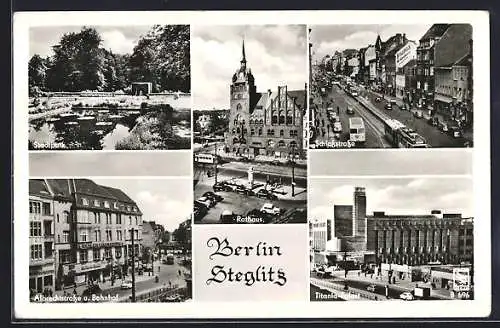 AK Berlin-Steglitz, Rathaus, Titania-Palast, Stadtpark