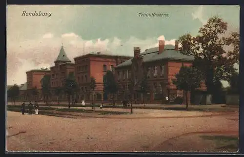 AK Rendsburg, Train-Kaserne, Strassenansicht