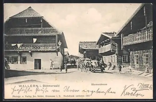 AK Wallern im Böhmerwald, Blick in die Säumerstrasse