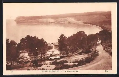 AK Carry-le-Rouet, La Calanque et vue sur la côte boisée