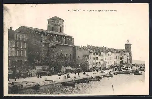 AK La Ciotat, Église et Quai Ganteaume