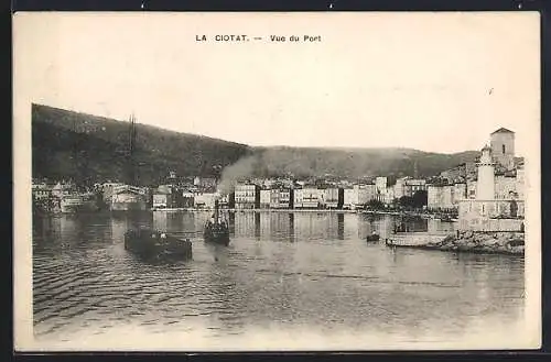 AK La Ciotat, Vue du port et des bateaux à vapeur