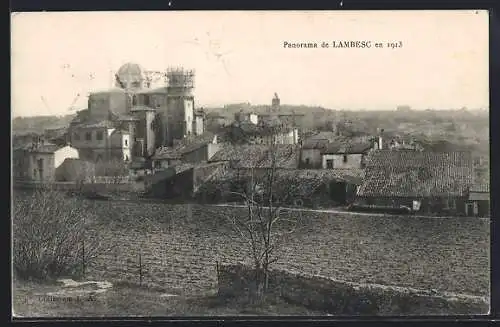 AK Lambesc, Panorama de la ville en 1913