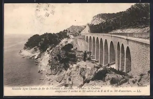 AK Corbière, Viaduc de la nouvelle ligne ferroviaire de l`Estaque à Miramas avec 7 arches majestueuses