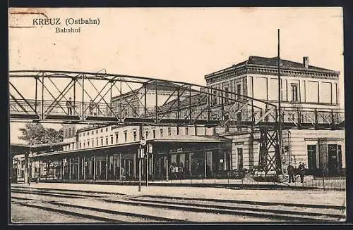 AK Kreuz, Bahnhof mit Brücke