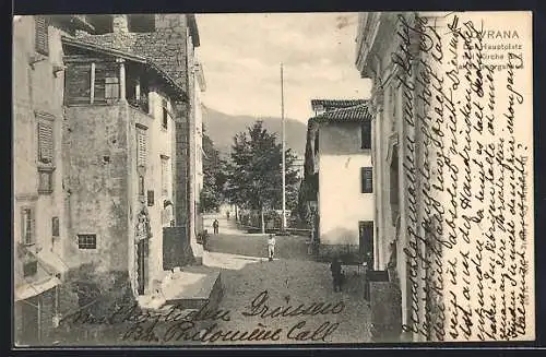 AK Lovrana, Hauptplatz mit Kirche & altes Georgshaus