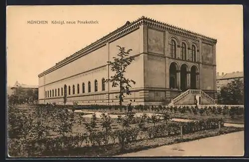 AK München, Parkpartie und Neue Pinakothek