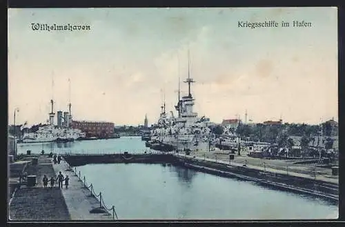 AK Wilhelmshaven, Kriegsschiffe im Hafen