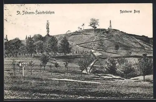 AK St. Johann-Saarbrücken, Blick zum Spicherer Berg