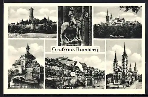 AK Bamberg, Altenburg, Michaelsberg, Klein-Venedig, Altes Rathaus, Dom