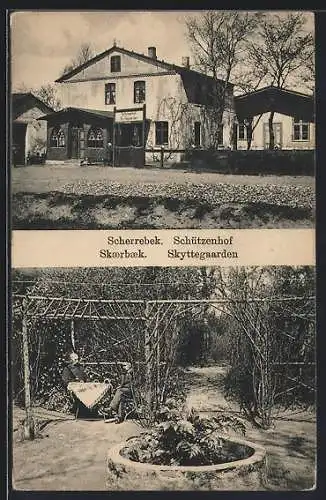 AK Scherrebek, Schützenhof mit Gartenansicht