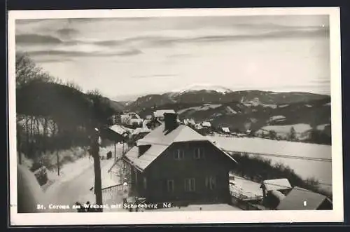 AK St. Corona am Wechsel, Teilansicht mit Schneeberg