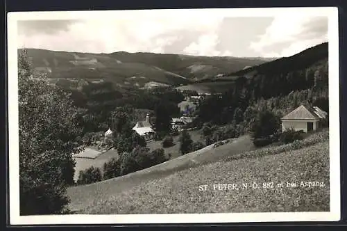 AK St. Peter bei Aspang, Ortsansicht im Bergidyll