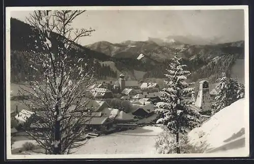 AK St. Aegyd a. Nw., Ortsansicht im Schnee mit Göller