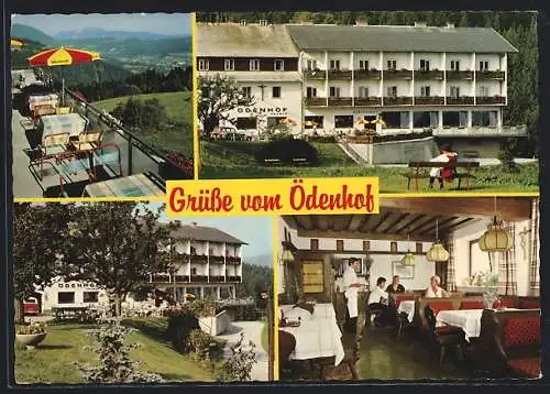 AK St. Corona am Wechsel, Gasthof-Pension Ödenhof der Eheleute Gruber, mit Innenansicht und Ausblick