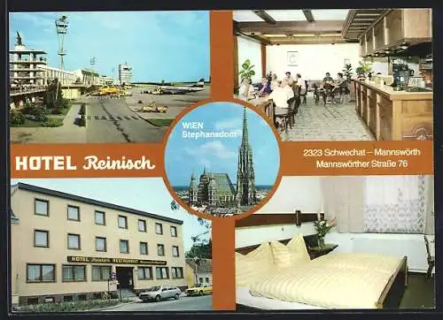 AK Schwechat-Mannswörth, Hotel Reinisch mit Restaurant Mannswörtherhof, Mannswörther Strasse 76, Flughafen