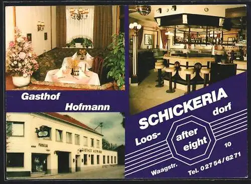 AK Loosdorf, Gasthof-Café Familie Hofmann mit Innenansichten, Waagstrasse 10