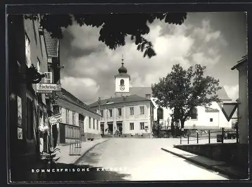 AK Kautzen, Ortspartie mit Blick zur Kirche