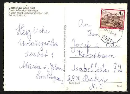 AK Warth-Scheiblingskirchen, Gasthof zur Alten Post, Inh. Senninger