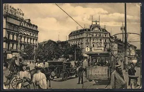 AK Berlin-Tiergarten, Potsdamer Platz mit Strassenbahn