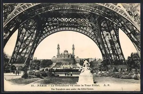 AK Paris, Le Trocadero vu sous la Tour Eiffel