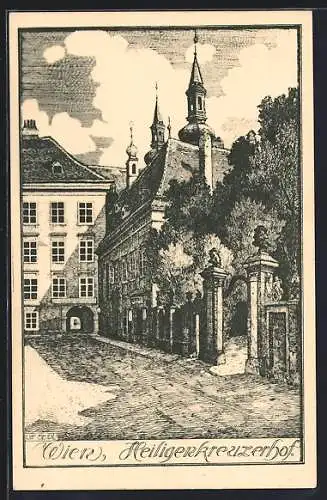 Künstler-AK Ulf Seidl: Wien, Partie am Heiligenkreuzhof