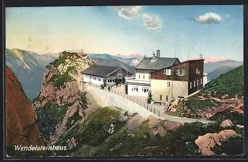 AK Wendelsteinhaus, Berghotel G. Fuchs aus der Vogelschau