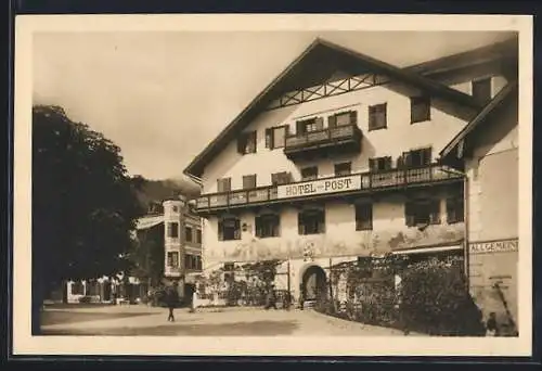 AK St. Gilgen am Abersee, Eingangsbereich von Hotel-Post