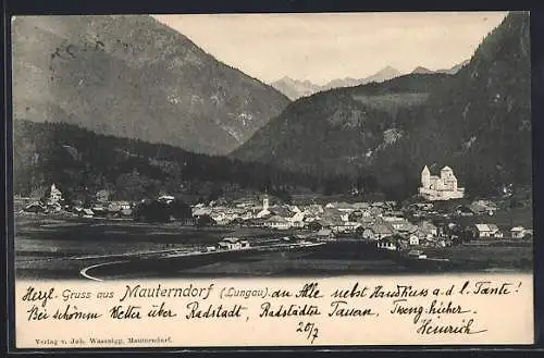 AK Mauterndorf /Lungau, Gesamtansicht mit Bergpanorama