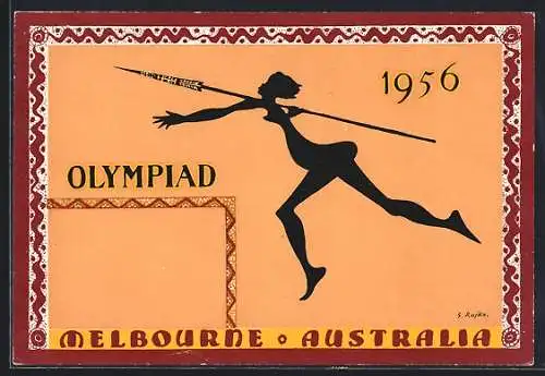 Künstler-AK Melbourne, Olympiad 1956, Speerwerferin