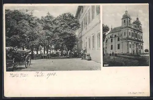 AK Maria Plain, Gasthaus mit Garten und Kirche