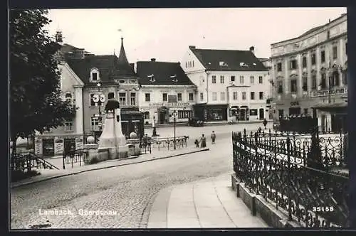 AK Lambach, Strassenpartie mit Gasthaus zum Elefanten