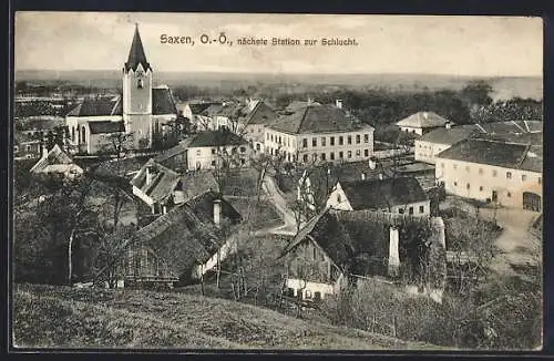 AK Saxen /O.-Ö., Ortspartie mit Kirche