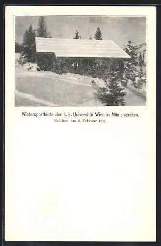 AK Mönichkirchen, Wintersporthütte der k. k. Universität Wien