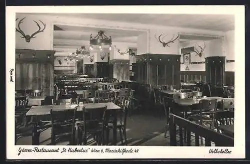 AK Wien, Gösser-Restaurant St. Hubertus, Volkskeller, Innenansicht