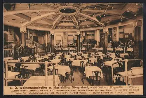 AK Wien, Gasthaus Weinmusterkeller und Mariahilfer Bierpalast, Mariahilferstrasse 120, Innenansicht