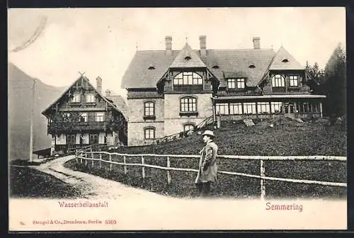 AK Semmering, Wasserheilanstalt mit Strasse